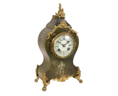 A French Louis XV style gilt brass mounted 'vernis martin   A French Louis XV style gilt brass mounted 'vernis martin' decora