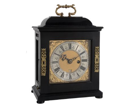 An ebony small table timepiece with silent-pull quarter-repeat on two bells...   An ebony small table timepiece with silent-p