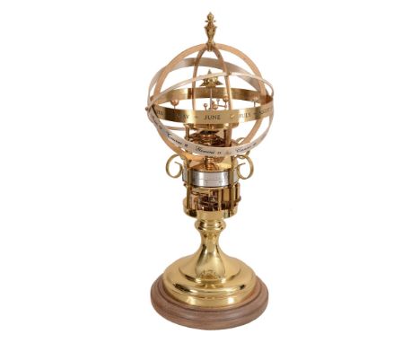 A brass pedestal timepiece 'The Orrery Clock' The St   A brass pedestal timepiece 'The Orrery Clock' The St. James's House Co