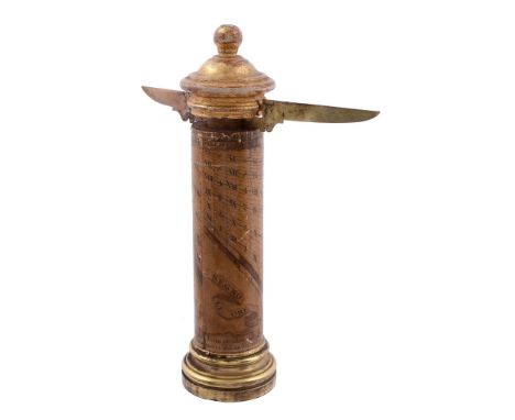 A rare Italian portable pillar sundial Initialled with maker's monogram I. A. G   A rare Italian portable pillar sundial Init