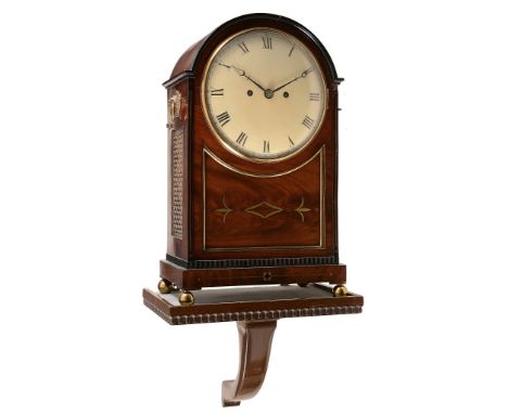 A brass inlaid mahogany bracket clock Unsigned   A brass inlaid mahogany bracket clock Unsigned, first half of the 19th centu