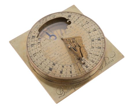 A fine French brass horizontal compass sundial Michael Butterfield, Paris   A fine French brass horizontal compass sundial Mi