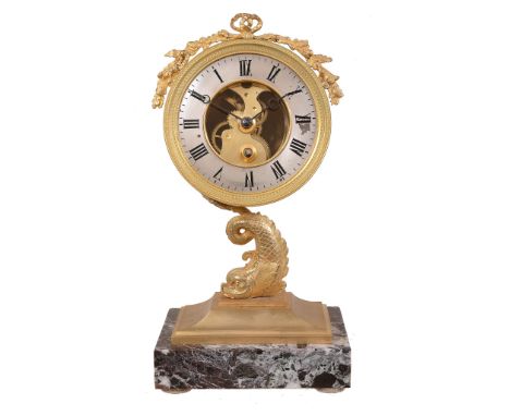 A decorative gilt brass and marble mantel timepiece Unsigned   A decorative gilt brass and marble mantel timepiece Unsigned, 