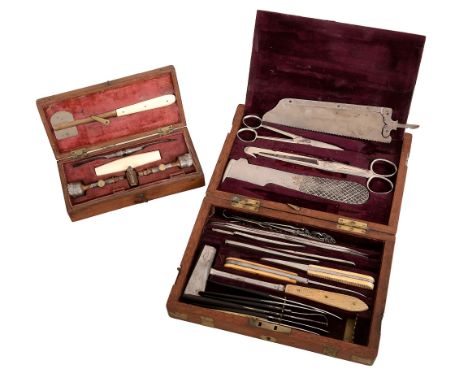 A Victorian field surgeons boxed part set of post-mortem instruments S   A Victorian field surgeons boxed part set of post-mo