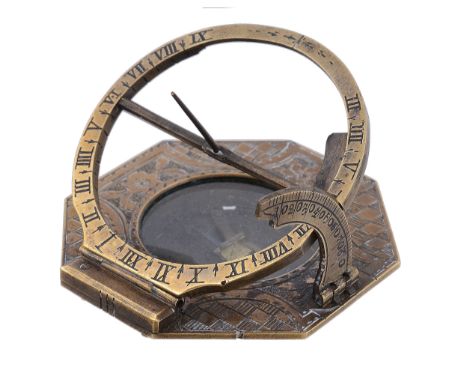 A German Augsburg pattern brass portable equinoctial compass sundial Lorenz...   A German Augsburg pattern brass portable equ