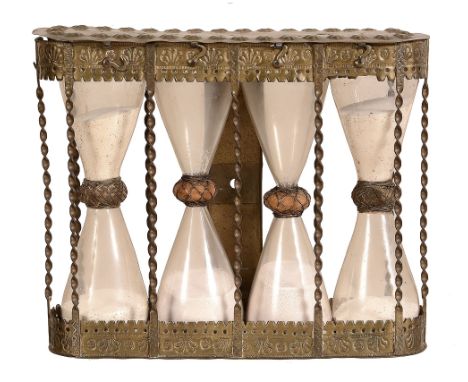 A rare German four-chamber sand glass interval timer Unsigned   A rare German four-chamber sand glass interval timer Unsigned