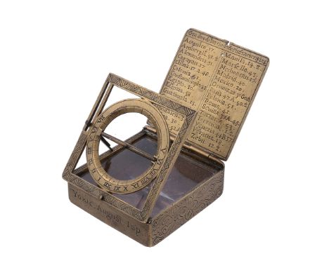 A rare Spanish brass portable equinoctial compass sundial Unsigned   A rare Spanish brass portable equinoctial compass sundia