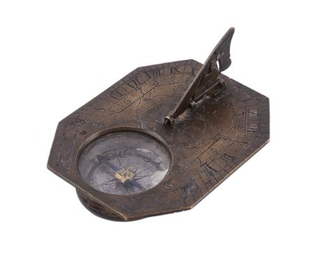 A German brass Butterfield pattern portable horizontal compass sundial...   A German brass Butterfield pattern portable horiz