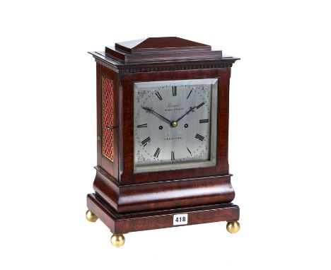 LORMIER, WOOD STREET, CHEAPSIDE, AN EARLY 19TH CENTURY ROSEWOOD BRACKET CLOCK, square silvered dial supporting a twin train m