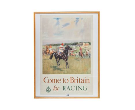 AFTER LIONEL EDWARDS, A COLOURED PRINTED POSTER, "COME TO BRITAIN FOR RACING", published by W S Cowell, London and Ipswich fo