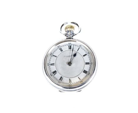 T W LONG &amp; CO, CARDIFF, A SILVER CASED CROWN WIND OPEN FACE POCKET WATCH, the white enamel dial with outside minute track