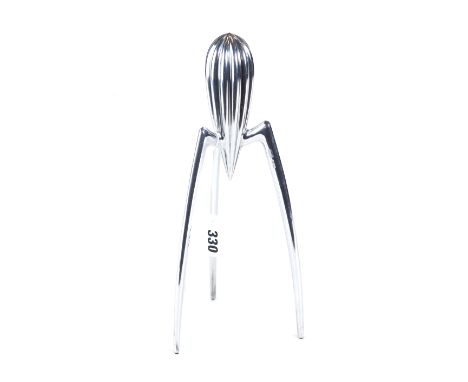 AN ALESSI ALUMINIUM DESIGN ICON LEMON SQUEEZER designed by Philip Starke, 11 3/4 ins high.   £30-£50