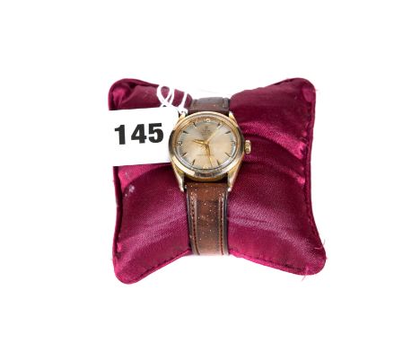 A GENTS GOLD PLATED TUDOR OYSTER ROYAL WRIST WATCH, No 7934 (Serial No 347199) with silvered dial and sweep seconds, replacem