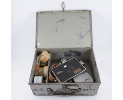 A Setright bus conductors ticket issuing machine, model no. 2302, in Edinburgh Corporation carry case with rolls of unused ti