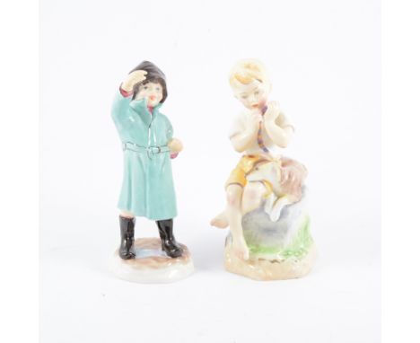 Royal Worcester June, 3456, modelled by Doughty, 16cm; and a similar figure, February, 3453, modelled by Doughty, 16cm. (2)