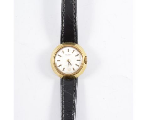 Tissot - A lady's wrist watch, circular silvered baton dial in a gold-plated 25mm case with wide polished bezel, strap model,