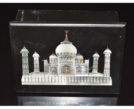 Indian pietra dura box set with mother of pearl Taj Mahal