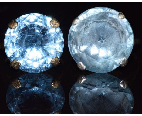 Two 9ct gold rings set with blue topaz, 13.4g, sizes M &amp; R