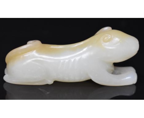 19thC / 20thC jade figure of a recumbent tiger, L2.5 x H5.8cm