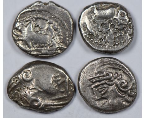 Celtic Tribes of Gaul (Lingones) various AR Quinarius Kaletedoy types 80-50BC, 4 coins