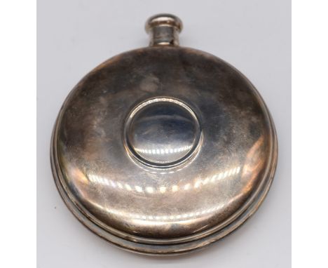 Modern feature hallmarked silver circular hip or similar flask, Birmingham 1998, maker&nbsp;W I Broadway &amp; Co, diameter 1