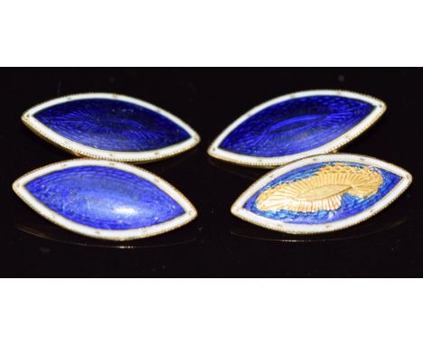 A pair of 18ct gold cufflinks set with enamel, 7.4g