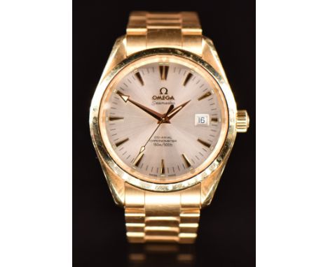 Omega Seamaster Aqua Terra Co-Axial Chronometer 18ct gold gentleman's automatic diver's wristwatch ref. 2102.30.00 with date 