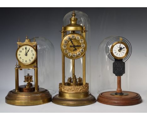 Gustav Becker clock anniversary clock, further similar clock and a Chris Raffle of West Dean alarm clock, height of tallest 3