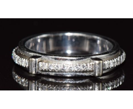 Asprey 18ct white gold eternity ring set with a diamonds on a moving rotating band, 4.9g, size J/K