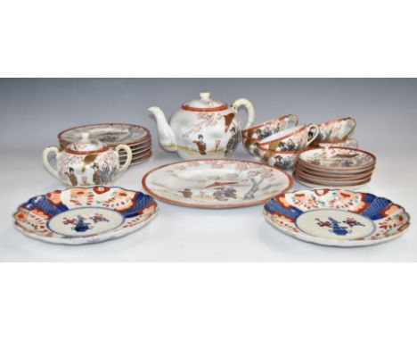 Japanese porcelain tea set, diameter of largest plate 26cm