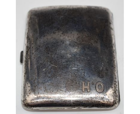 Edward VII hallmarked silver cigarette case with twin spring loaded bars to interior, Birmingham 1907, maker&nbsp;A &amp; J Z