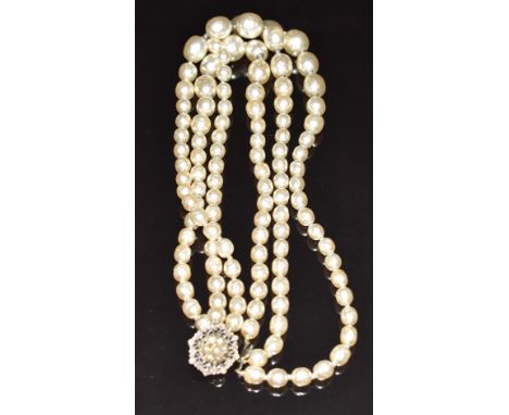 Miriam Haskell three strand faux pearl necklace&nbsp;