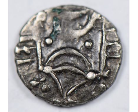 Celtic silver unit Iceni / Antedius 10-61 AD, crescents back-to-back, horse and pellets reverse, Spink 445, GF