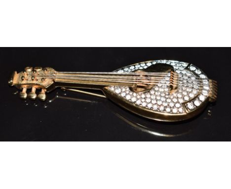 Swarovski lute brooch, 9cm