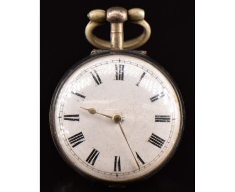 Dwerrihouse &amp; Carter of London silver pocket watch with gold hands, black Roman numerals, white enamel dial, farmer's gla