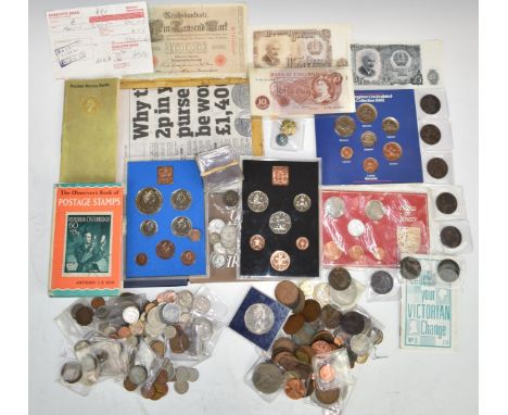 An amateur collection of UK and overseas coinage George III onwards, includes Royal Mint presentation packs, modern crowns et