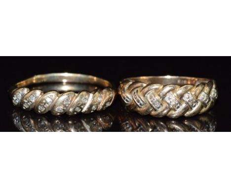 Two 9ct gold rings set with diamonds, 4.3g, sizes O &amp; R