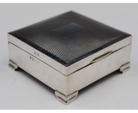 Elizabeth II hallmarked silver cigarette box with engine turned lid, Birmingham 1973, maker&nbsp;Francis Howard Ltd, width 9c