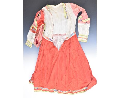 Vintage Chinese / Tibetan dress with multicoloured floral decoration
