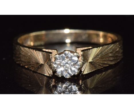 A 9ct gold ring set with a diamond, 2.3g, size K