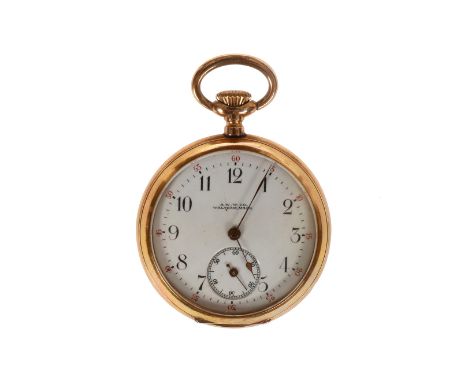 Gold-Taschenuhr, American Waltham, USA, Ensign, 11149725, 1 Deckel 14 K Gold, 61049, Kompensationsunruh mit Feineinstellung, 