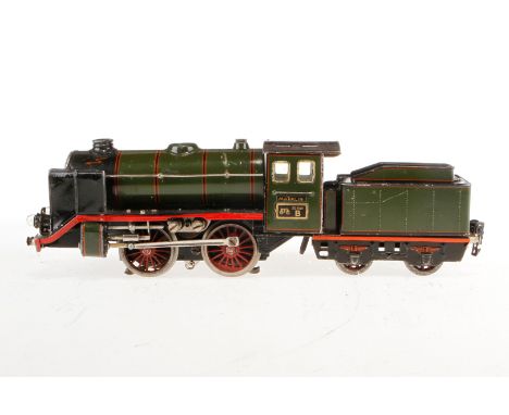 Märklin B-Dampflok R 66/12920, Spur 0, elektr., oliv/schwarz, mit Tender, kW und 2 el. bel. Stirnlampen, LS und gealterter La