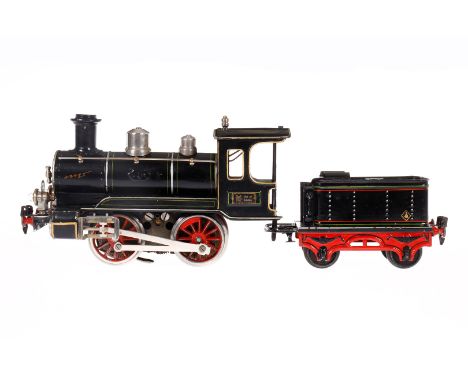 Märklin B-Dampflok R 3021 EB, mit 2A-Tender, Spur 1, Starkstrom, schwarz HL, Kreuzkopfführung, Galeriestangen, 2 el. bel. Sti