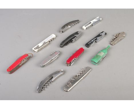 Twelve folding corkscrews and multi-tools, to include Rostfrei example. CANNOT POST.