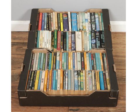 Two large boxes of assorted vintage books, containing mainly science fiction titles.