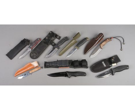 Seven hunting/utility knives. To include Anglo Arms, Elk Ridge, Extol and Morakniv. CANNOT POST.