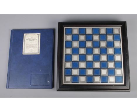 The Franklin Mint and The Waterloo Museum; A Battle of Waterloo Chess Set, with board and pewter pieces, with each figure sta