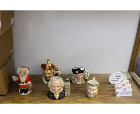 Four Royal Doulton character jugs to include; D6923 King Edward VII, D6940 Father Christmas, D6911 Christopher Columbus, D665