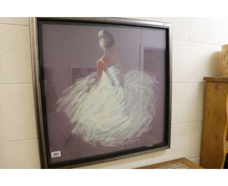 Modern school and mixed method on canvas, portrait of a ballerina signed with monogram