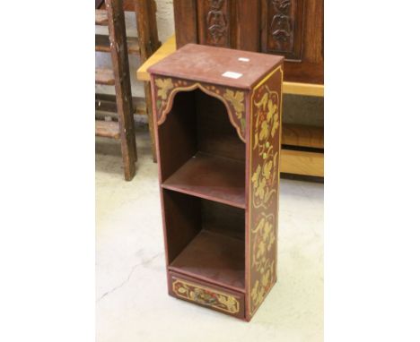 Small Painted Shelf with Drawer decorated with leaves